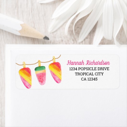 Fun Watercolor Popsicle Rücksendeadresse (Insitu)