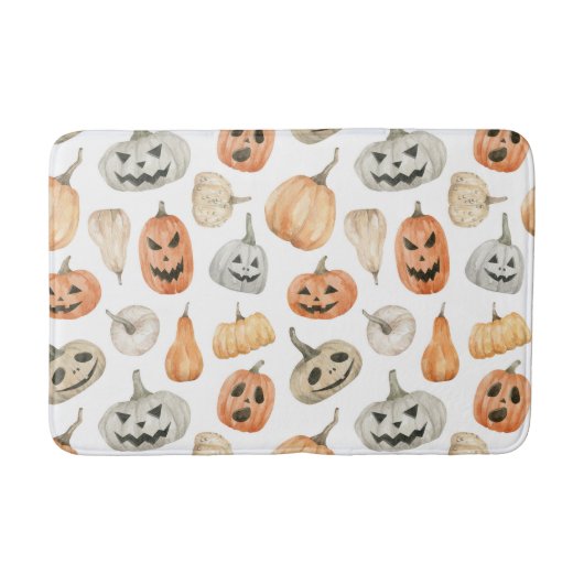 Fun Watercolor Pumpkin Pattern Badematte (Vorderseite)