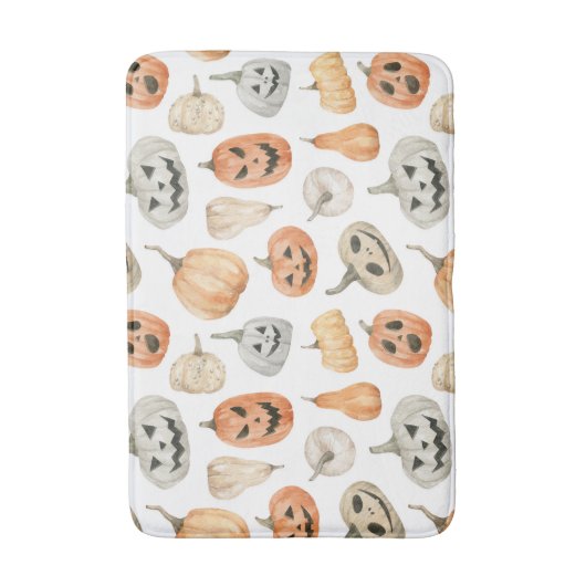 Fun Watercolor Pumpkin Pattern Badematte (Vorderseite Vertikal)
