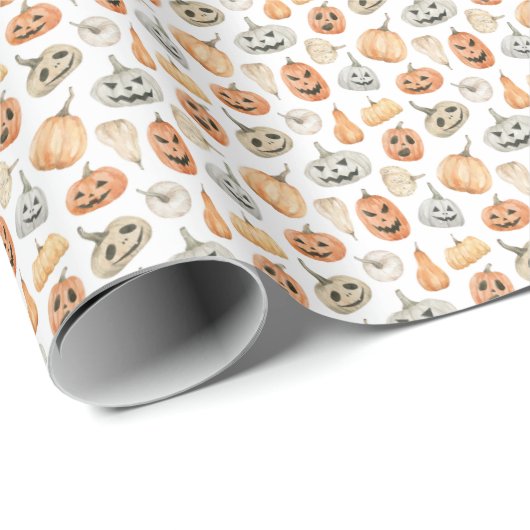 Fun Watercolor Pumpkin Pattern Geschenkpapier (Rolleneckpunkt)