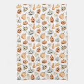 Fun Watercolor Pumpkin Pattern Geschirrtuch (Vertikal)