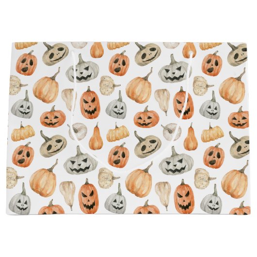 Fun Watercolor Pumpkin Pattern Große Geschenktüte (Vorderseite)