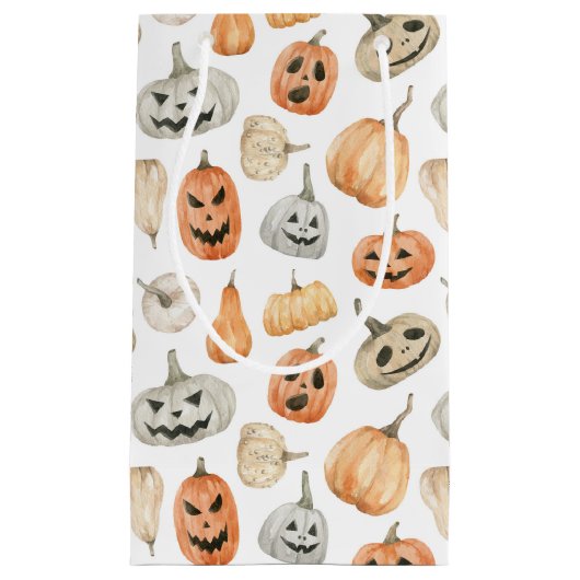 Fun Watercolor Pumpkin Pattern Kleine Geschenktüte (Vorderseite)
