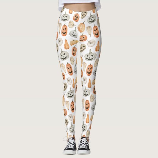 Fun Watercolor Pumpkin Pattern Leggings (Vorderseite)
