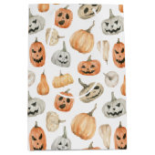 Fun Watercolor Pumpkin Pattern Mittlere Geschenktüte (Vorderseite)