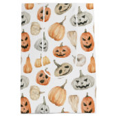 Fun Watercolor Pumpkin Pattern Mittlere Geschenktüte (Rückseite)