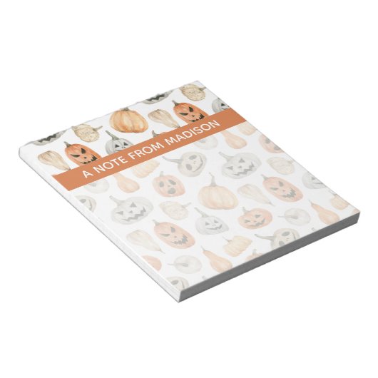 Fun Watercolor Pumpkin Pattern Notizblock (angewinkelt)