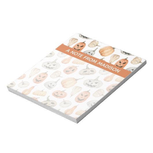 Fun Watercolor Pumpkin Pattern Notizblock (Rotiert)