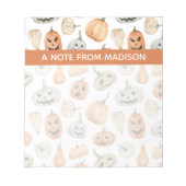 Fun Watercolor Pumpkin Pattern Notizblock (Vorderseite)