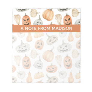 Fun Watercolor Pumpkin Pattern Notizblock