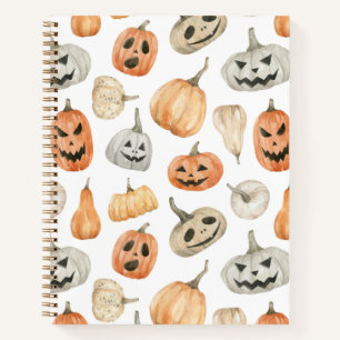 Fun Watercolor Pumpkin Pattern Notizblock