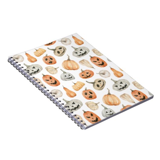 Fun Watercolor Pumpkin Pattern Notizblock (Rechte Seite)