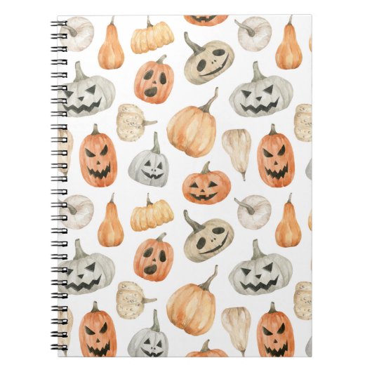 Fun Watercolor Pumpkin Pattern Notizblock (Vorderseite)