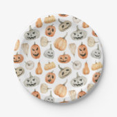 Fun Watercolor Pumpkin Pattern Pappteller (Vorderseite)