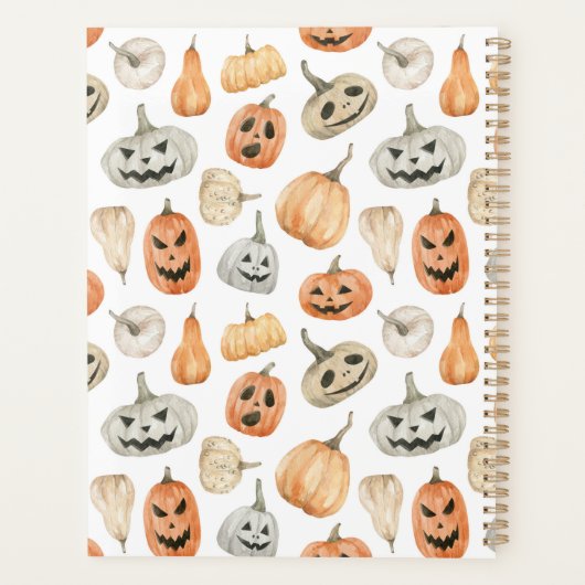 Fun Watercolor Pumpkin Pattern Planer (Rückseite)