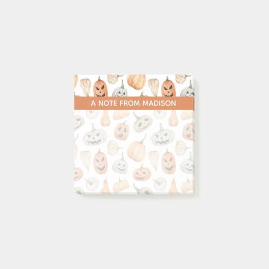 Fun Watercolor Pumpkin Pattern Post-it Klebezettel (Vorderseite)