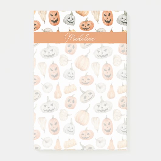 Fun Watercolor Pumpkin Pattern Post-it Klebezettel (Vorderseite)