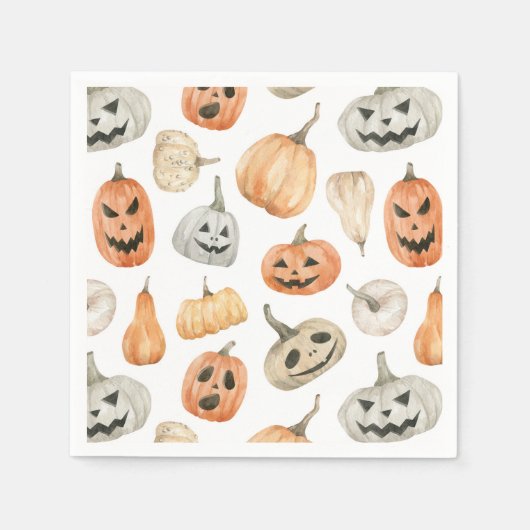 Fun Watercolor Pumpkin Pattern Serviette (Vorderseite)