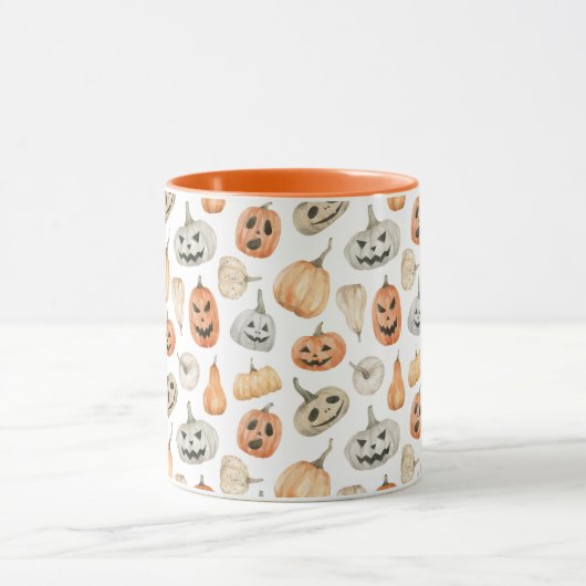 Fun Watercolor Pumpkin Pattern Tasse (Zentrum)