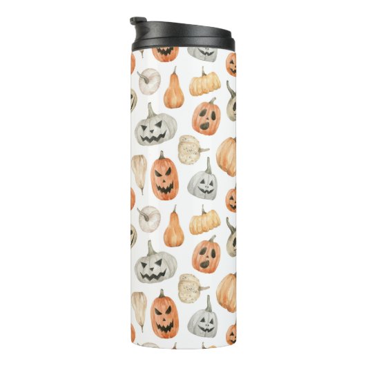 Fun Watercolor Pumpkin Pattern Thermosbecher (Nach rechts gedreht)