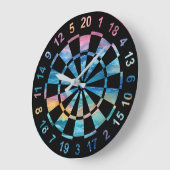 Fun Watercolor Rainbow Dartboard Themed Große Wanduhr (Winkel)