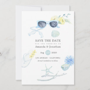 Fun Watercolor Sommerstrand Hochzeit Save The Date