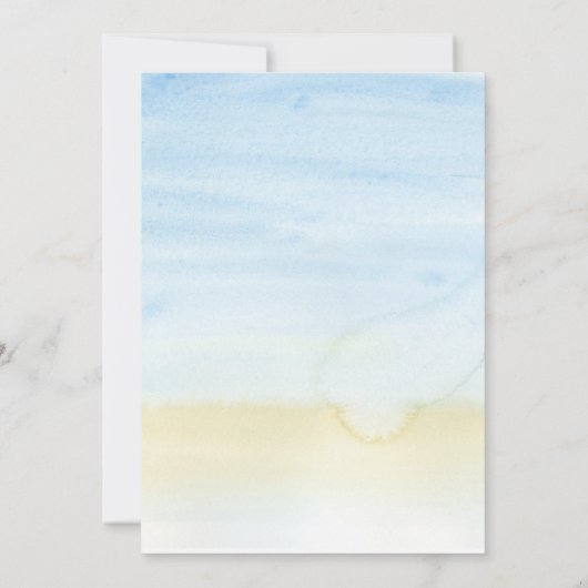 Fun Watercolor Sommerstrand Hochzeit Save The Date (Rückseite)