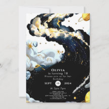 Fun Watercolor Space zum Geburtstag