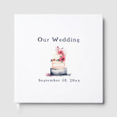 Fun watercolor wedding cake guest book gästebuch (Vorderseite)