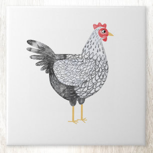 Fun Watercolor Wyandotte Chicken Fliese