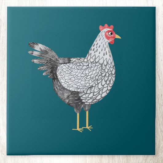 Fun Watercolor Wyandotte Chicken Fliese