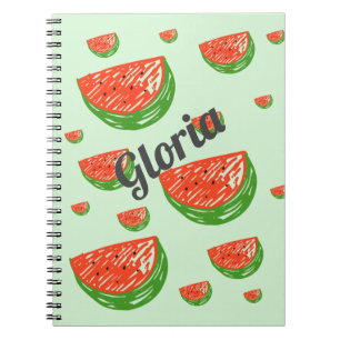 Fun Watermelon Individuelle Name Spiral Foto Noteb Notizblock