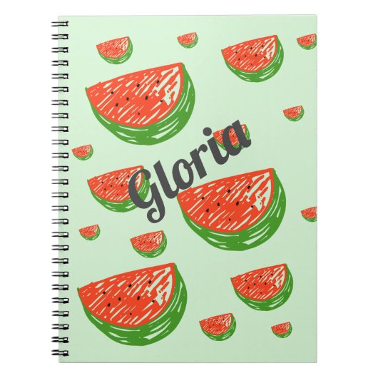 Fun Watermelon Individuelle Name Spiral Foto Noteb Notizblock (Vorderseite)