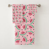 Fun Watermelon Slice Pattern Summer Vibes Badhandtuch Set (Insitu)
