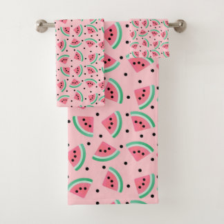 Fun Watermelon Slice Pattern Summer Vibes Badhandtuch Set