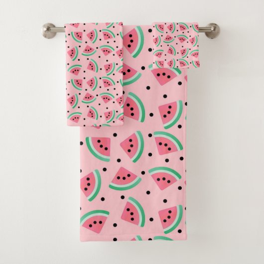 Fun Watermelon Slice Pattern Summer Vibes Badhandtuch Set (Insitu)