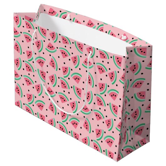 Fun Watermelon Slice Pattern Summer Vibes Große Geschenktüte (Rückseite Schrägansicht)