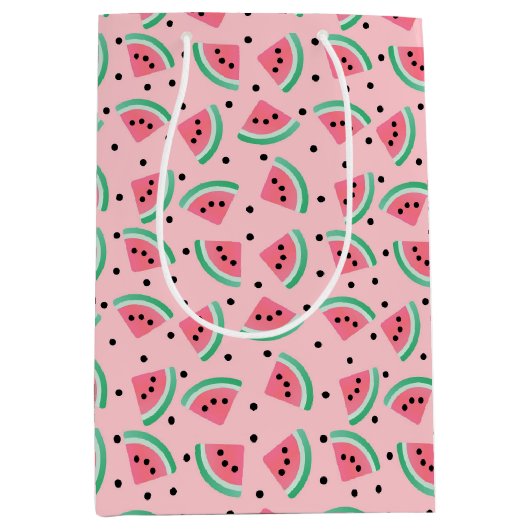 Fun Watermelon Slice Pattern Summer Vibes Mittlere Geschenktüte (Vorderseite)