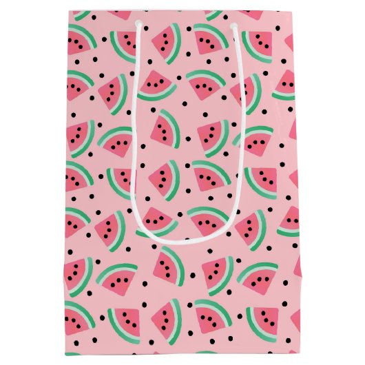 Fun Watermelon Slice Pattern Summer Vibes Mittlere Geschenktüte (Rückseite)