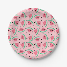 Fun Watermelon Slice Pattern Summer Vibes Pappteller