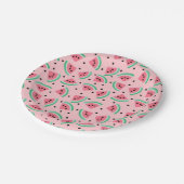 Fun Watermelon Slice Pattern Summer Vibes Pappteller (Schrägansicht)