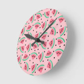 Fun Watermelon Slice Pattern Summer Vibes Runde Wanduhr (Winkel)