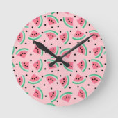 Fun Watermelon Slice Pattern Summer Vibes Runde Wanduhr (Vorderseite)