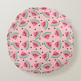 Fun Watermelon Slice Pattern Summer Vibes Rundes Kissen