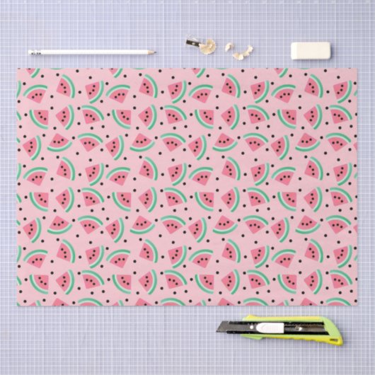 Fun Watermelon Slice Pattern Summer Vibes Seidenpapier (Handwerk)