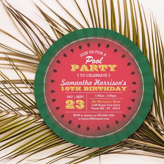 Fun Watermelon Summer Pool Party jedes Alter Gebur Einladung