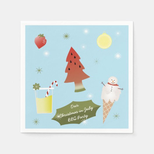 Fun Watermelon Weihnachten im Juli GRILLEN Party N Serviette (Vorderseite)
