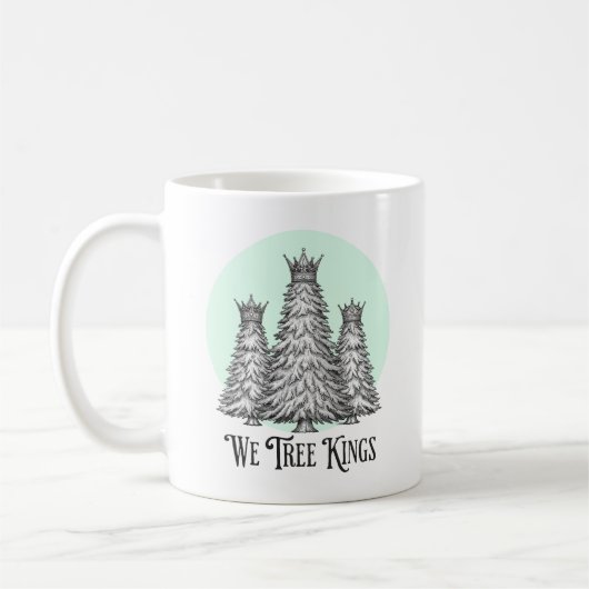 Fun We Three Kings Pun Christmas Tree mug Kaffeetasse (Links)