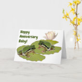 Fun Wedding Anniversary Frog Couple Lily Pads Karte (Gelbe Blume)