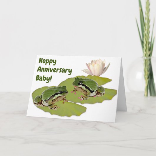 Fun Wedding Anniversary Frog Couple Lily Pads Karte (Vorderseite)